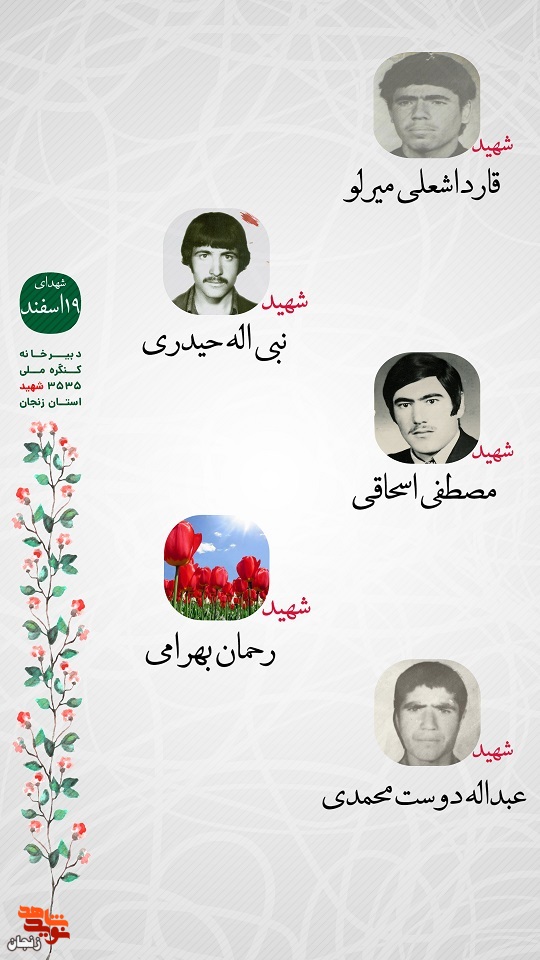 پوستر/ یاد و خاطر شهدای 19 اسفند ماه استان زنجان گرامی باد