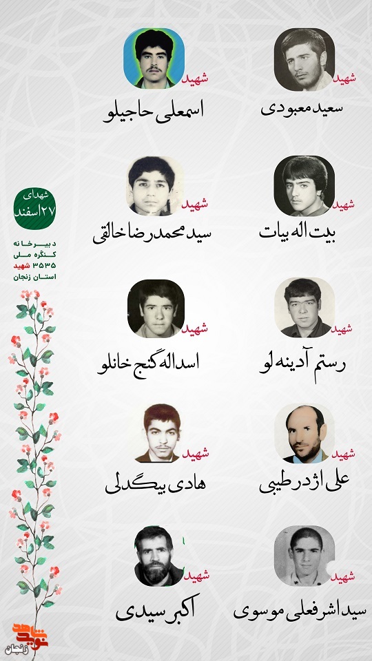 پوستر/ یاد و خاطر شهدای هفتم اسفند ماه استان زنجان گرامی باد