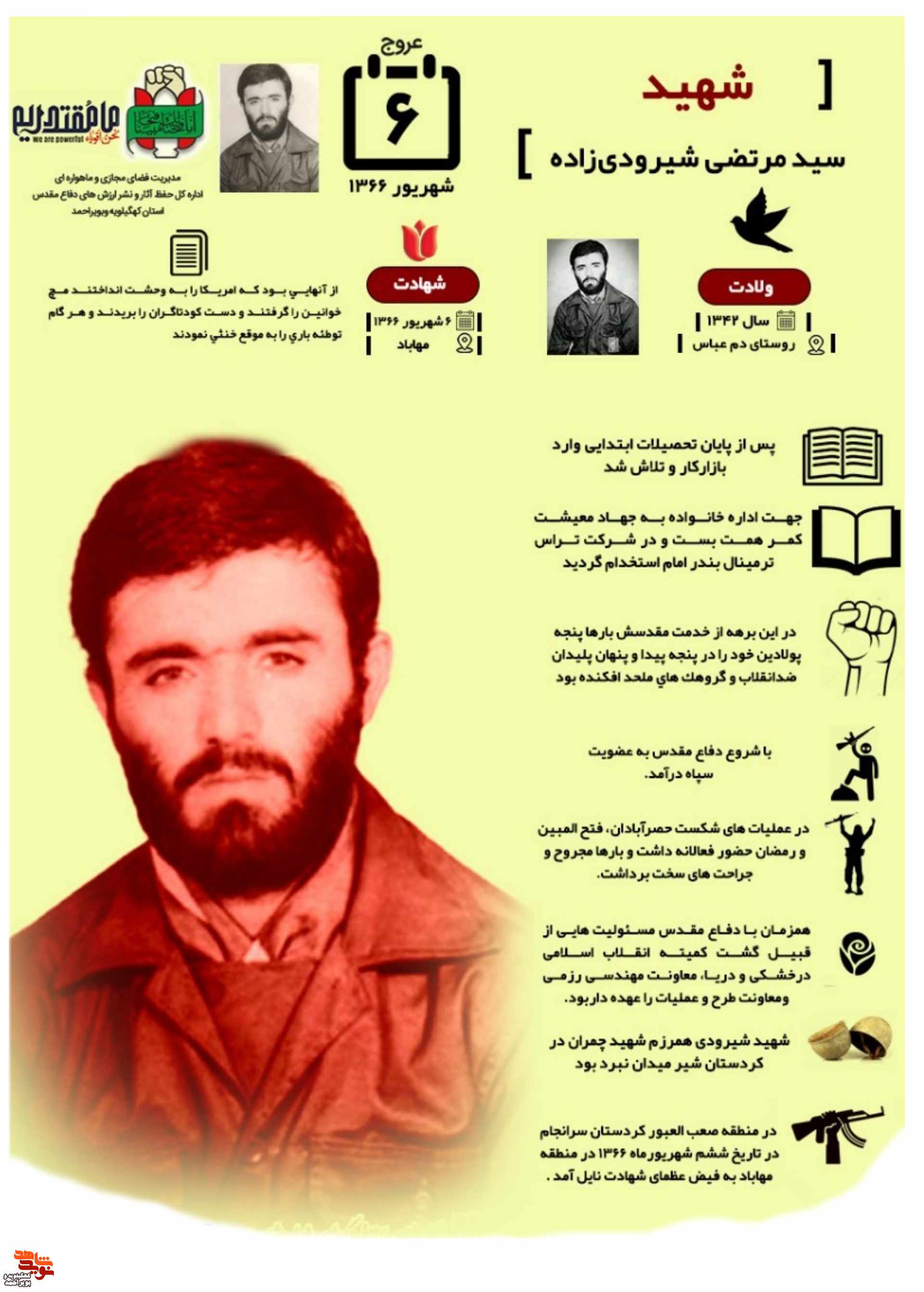 اینفوگرافی سردار شهید «سید مرتضی شیرودی‌زاده» منتشر شد