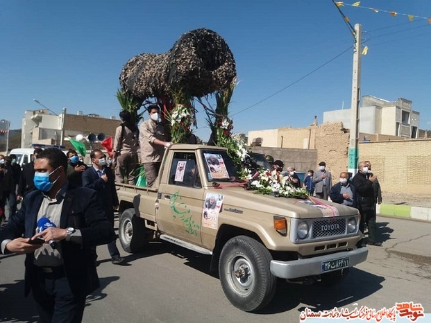 مراسم تشییع پیکر مطهر جانباز ۷۰ درصد حاج غلامعلی مثبت (شاهجویی)- سمنان شانزدهم اسفند ۹۹